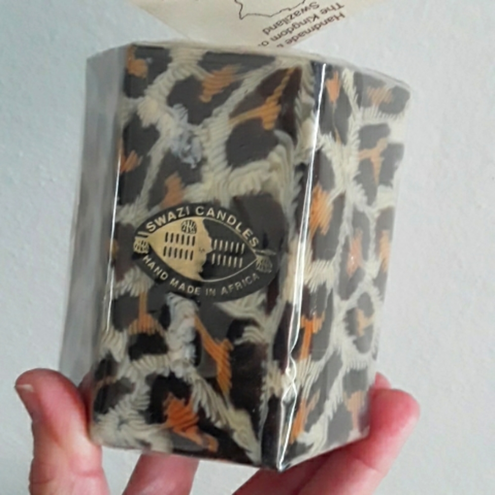 African Swazi Candle 4in Pillar leopard